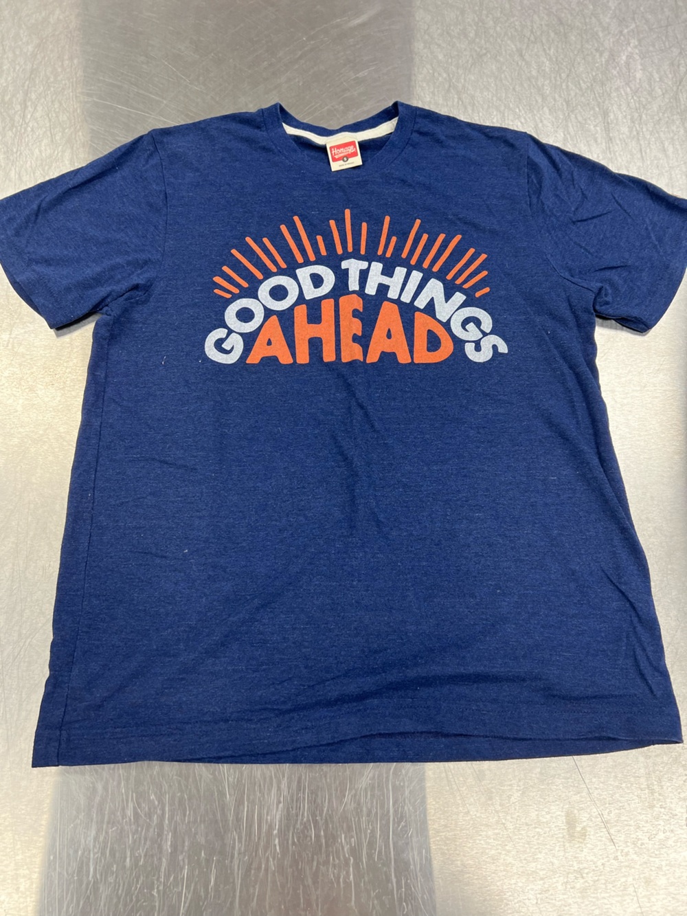 HOMAGE Navy/Orange/White Good Things Ahead Graphic Tee Unisex Small